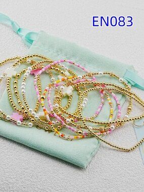 Enewton Pink Glass Tube Bead Bracelet